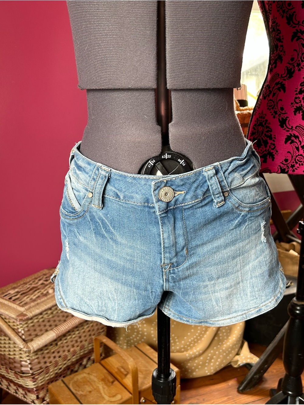 Amethyst Jeans Light Blue Distressed Denim Shorts